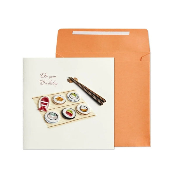 Luxury Birthday Greeting Card - Quilled Sushi