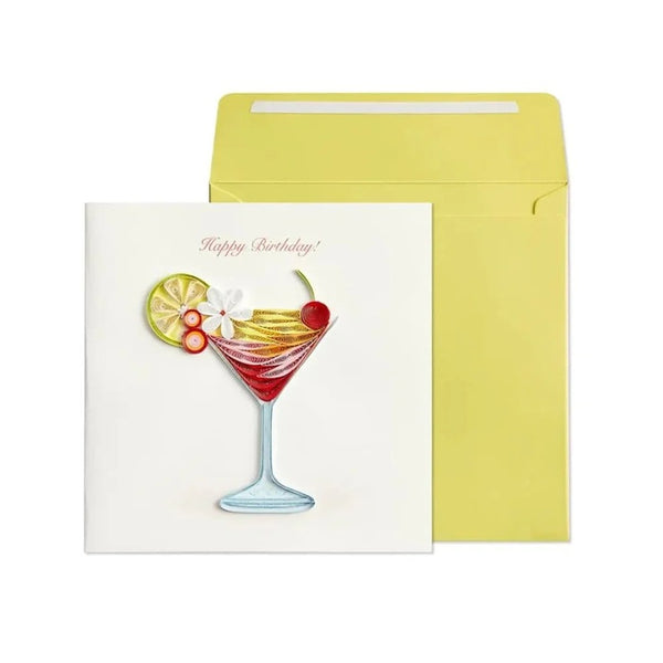 Luxury Birthday Greeting Card - Quilled Martini
