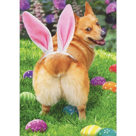 Easter Greeting Card - Dog with Bunny Ears on Butt