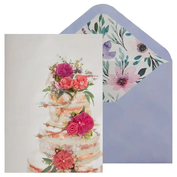 Luxury Wedding Greeting Card - Cake With Flowers