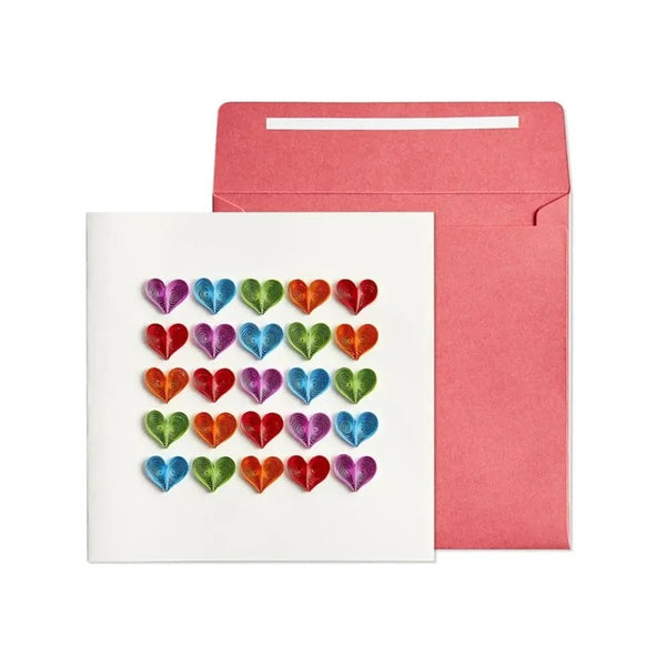 Luxury Birthday Greeting Card - Quilled Colorful Hearts