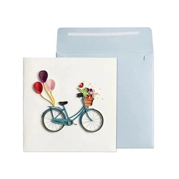 Luxury Birthday Greeting Card - Quilled Bike with Flowers