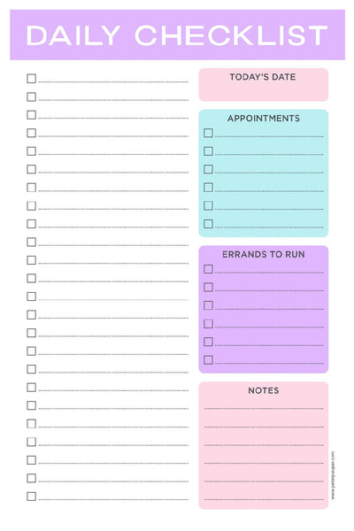Note Pad - Pastel Daily Checklist