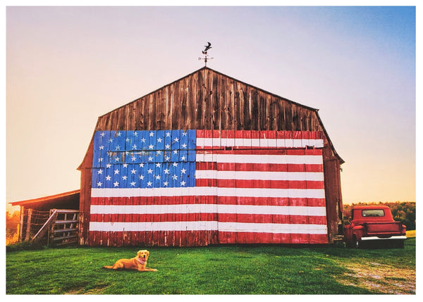 Blank Greeting Card - American Flag Barn