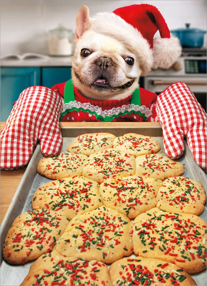 Christmas Greeting Card - Dog Baking Cookies