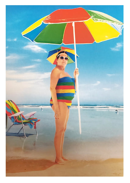 Birthday Greeting Card - Beach Umbrella Lady