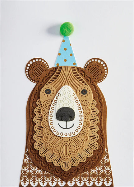 Laser Cut Paper Birthday Greeting Card - Beary Happy Birthday