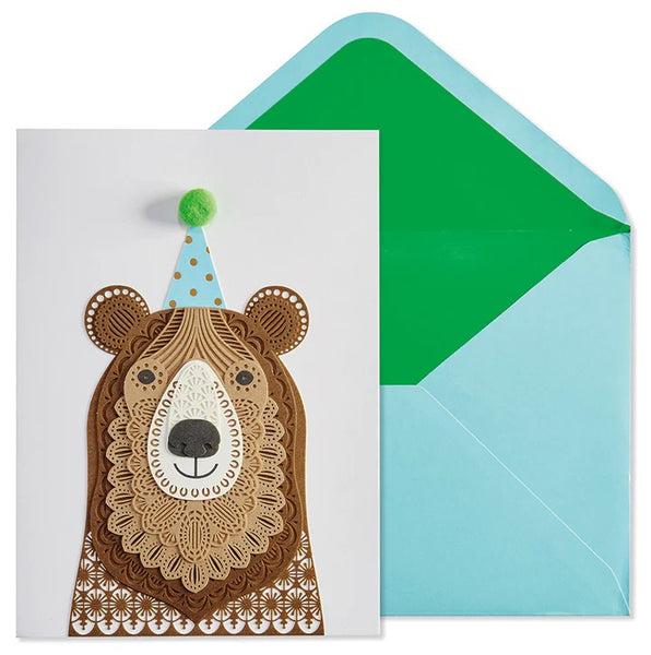 Laser Cut Paper Birthday Greeting Card - Beary Happy Birthday