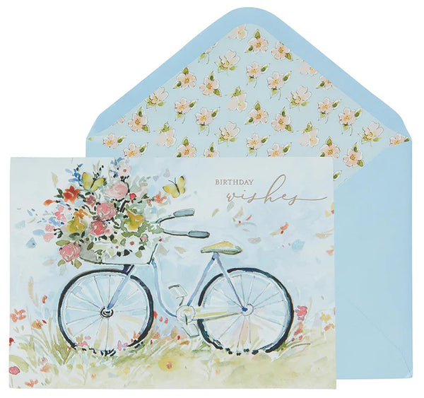 Birthday Greeting Card - Bicycle with Flowers