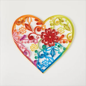 Blank Inside Greeting Card - Quilled Rainbow Heart