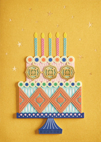 Handmade Birthday Greeting Card - Intricate Cake