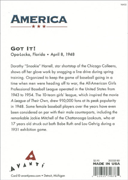 Birthday Greeting Card - Woman Catches Fly Ball - America Collection