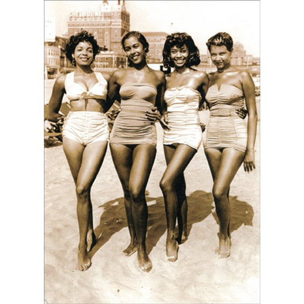 Birthday Greeting Card - Four Women Posing on Beach - America Collection