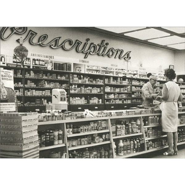 Get Well Greeting Card - Prescription Drug Store - America Collection