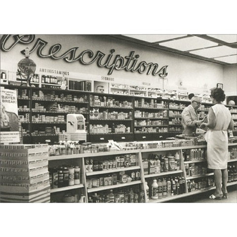 Get Well Greeting Card - Prescription Drug Store - America Collection