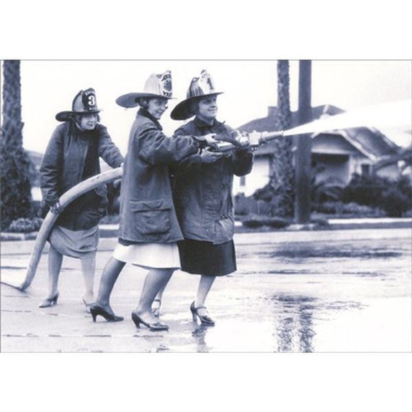 Birthday Greeting Card - Three Women with a Fire Hose - America Collection