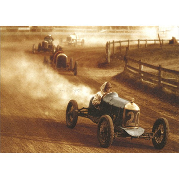 Birthday Greeting Card - Auto Race on Dirt Track - America Collection