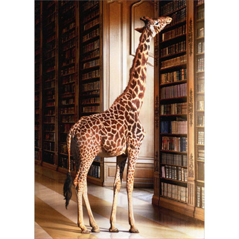 Graduation Greeting Card - Giraffe at Library