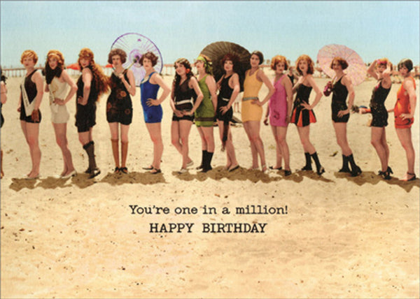 Birthday Greeting Card - Bathing Beauty Beach Parade - America Collection