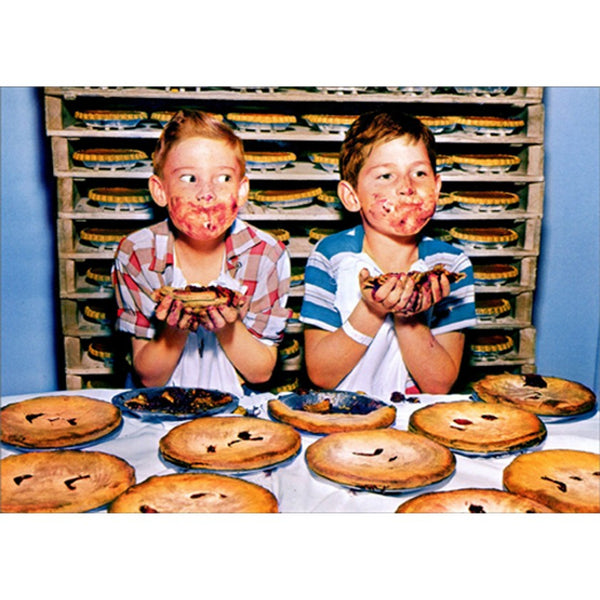 Birthday Greeting Card - Boys Eating Pies - America Collection