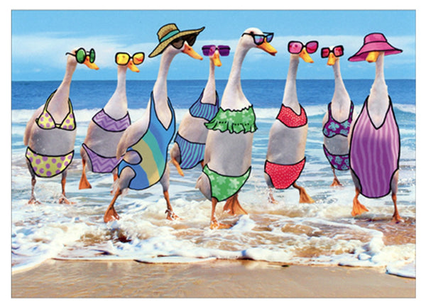 Birthday Greeting Card - Ducks on Beach