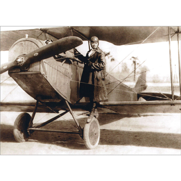 Support Greeting Card - Bessie Coleman Standing on Plane - America Collection