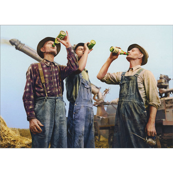Birthday Greeting Card - Farmers Drinking Beer - America Collection