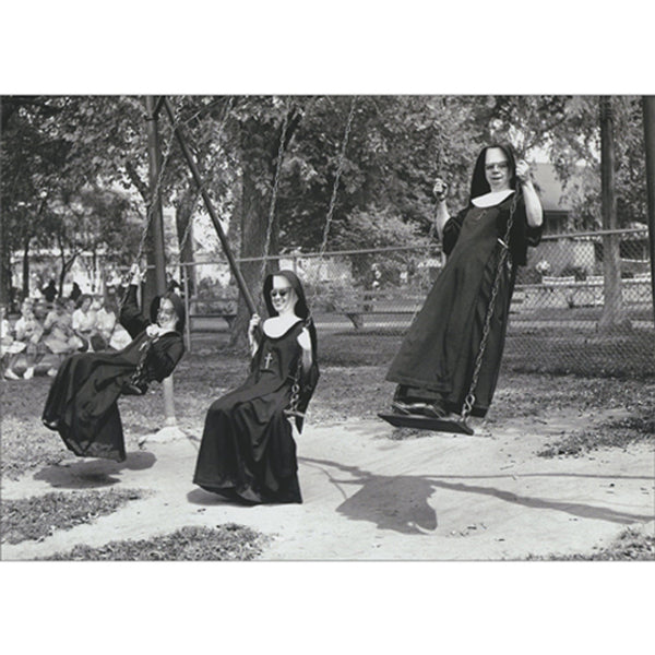 Birthday Greeting Card - Nuns on Swings - America Collection