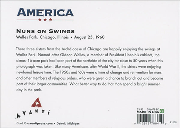 Birthday Greeting Card - Nuns on Swings - America Collection