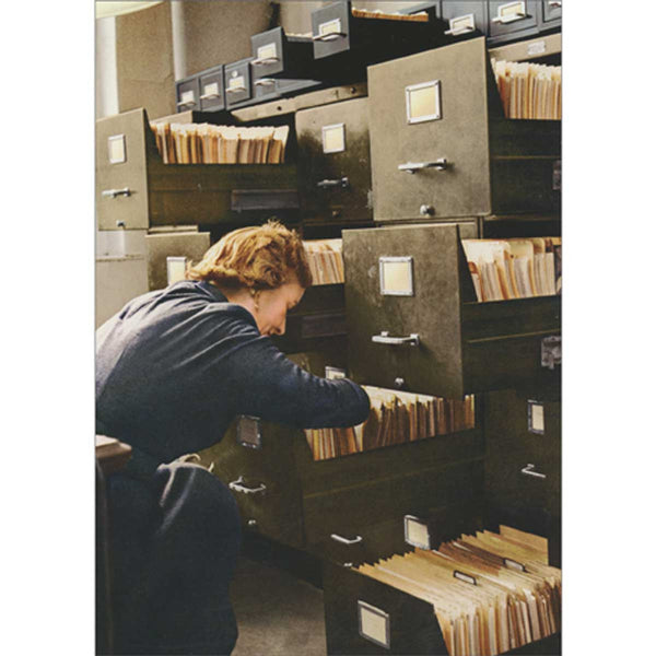 Thank You Greeting Card - Woman at File Cabinets - America Collection