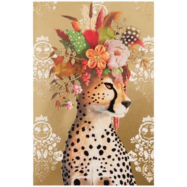 Exquisite Collector's Edition Birthday Greeting Card - Crowned Cheetah