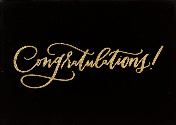 Black Flocked Foil Greeting Card  - Congratulations