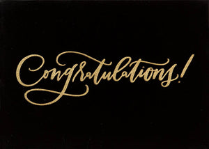 Black Flocked Foil Greeting Card  - Congratulations