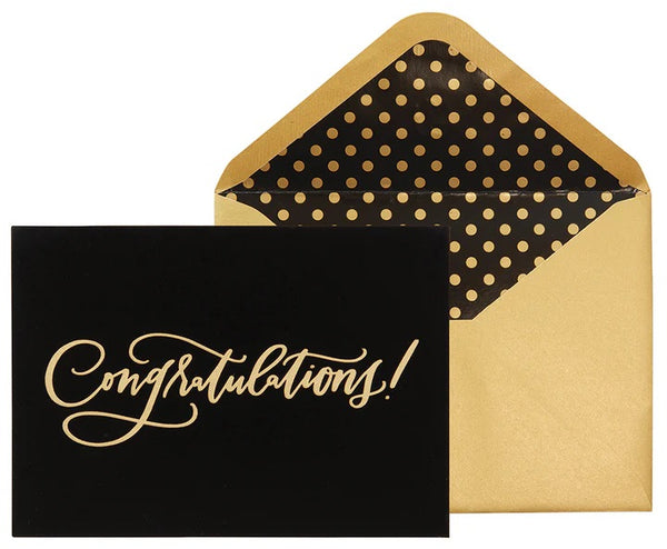 Black Flocked Foil Greeting Card  - Congratulations