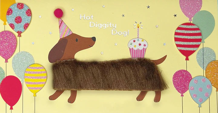 Handmade Birthday Greeting Card - Long Haired Dachshund