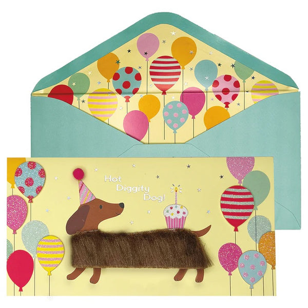 Handmade Birthday Greeting Card - Long Haired Dachshund