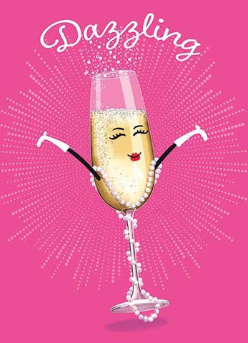 Birthday Greeting Card  - Champagne Lady