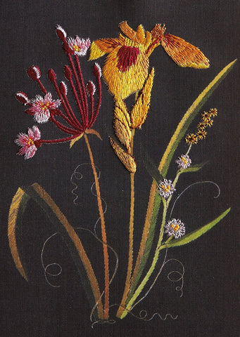 Sympathy Greeting Card - Embroidered Flowers