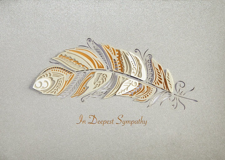 Sympathy Greeting Card - Laser Cut Feather