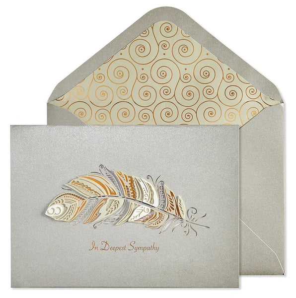 Sympathy Greeting Card - Laser Cut Feather