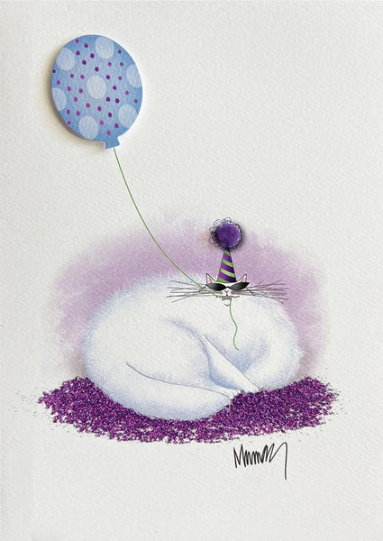 Purple Foil Imprinted Birthday Greeting Card - Still Fluffy