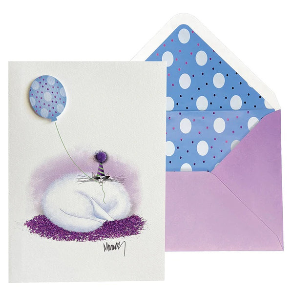 Purple Foil Imprinted Birthday Greeting Card - Still Fluffy