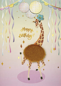 Gold Foil Imprinted Birthday Greeting Card - Dancing Giraffe