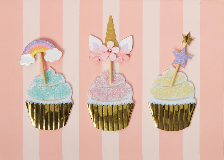 Handmade Birthday Greeting Card - Fairy Tale Cupcakes