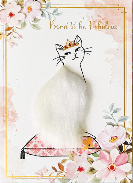 Gold Foil Imprinted Birthday Greeting Card - Glamour Cat