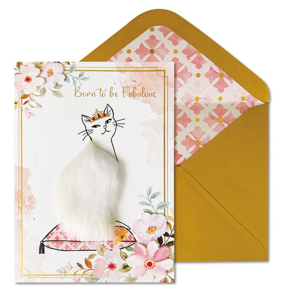 Gold Foil Imprinted Birthday Greeting Card - Glamour Cat