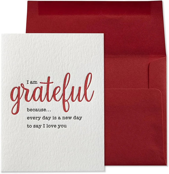 Letterpress Love Greeting Card - Grateful, I Love You