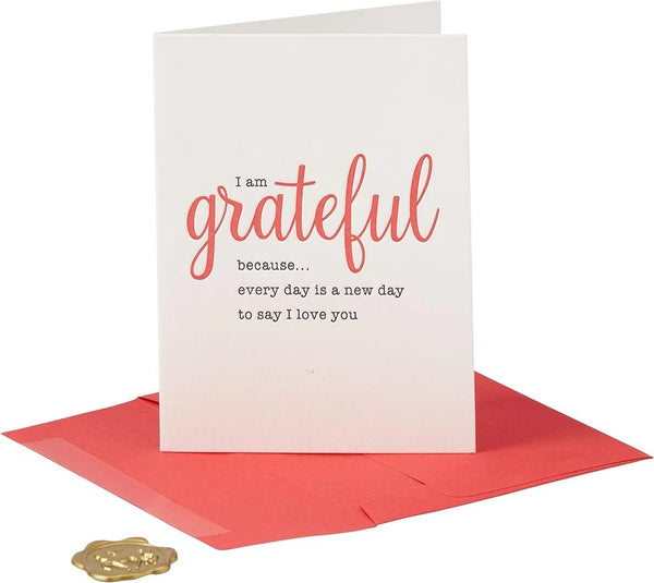 Letterpress Love Greeting Card - Grateful, I Love You