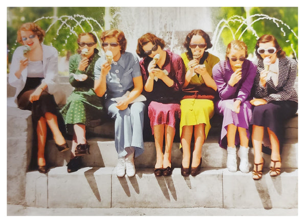 Birthday Greeting Card - Women Eating Ice Cream