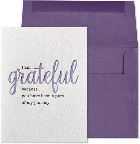 Letterpress Friendship Greeting Card - Grateful, Part of my Journey